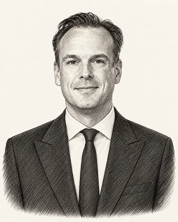 Zwart-wit getekend portret van Alexander Kops