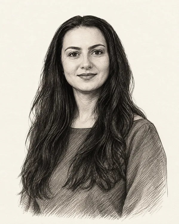 Zwart-wit getekend portret van Ani Zalinyan