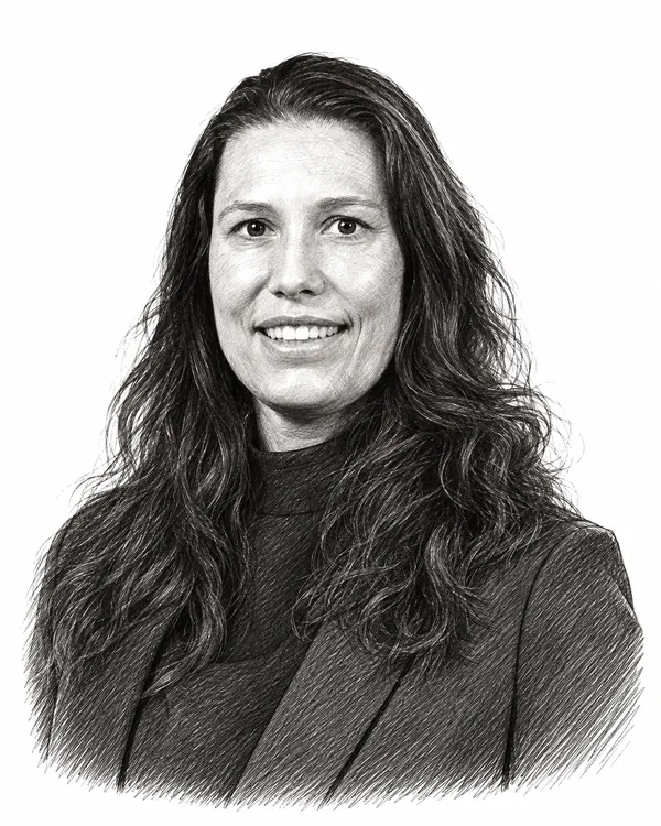 Zwart-wit getekend portret van Annelotte Lammers