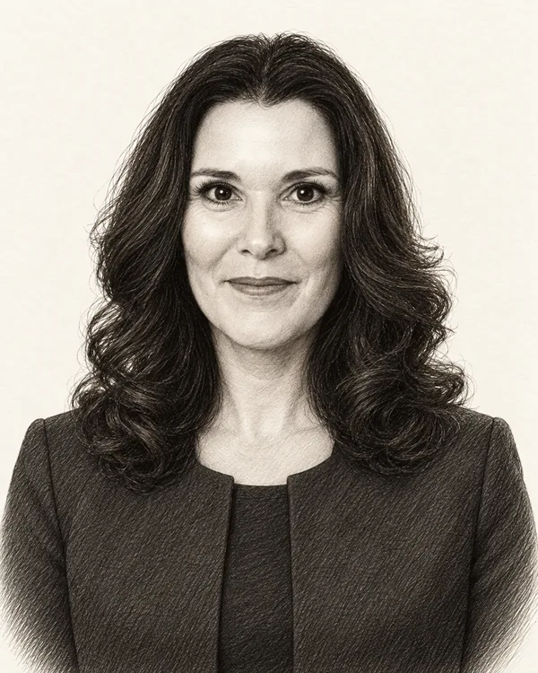 Zwart-wit getekend portret van Annette Raijer