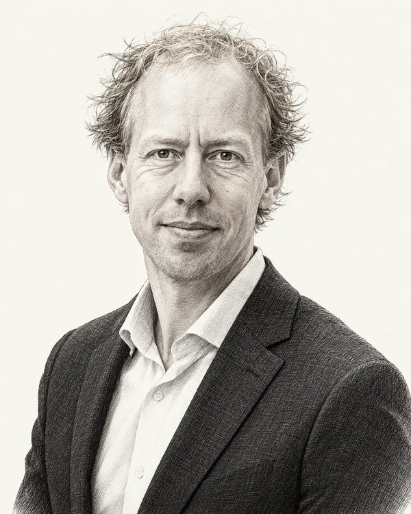 Zwart-wit getekend portret van Arend Kisteman