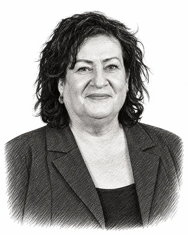 Zwart-wit getekend portret van Caroline van der Plas