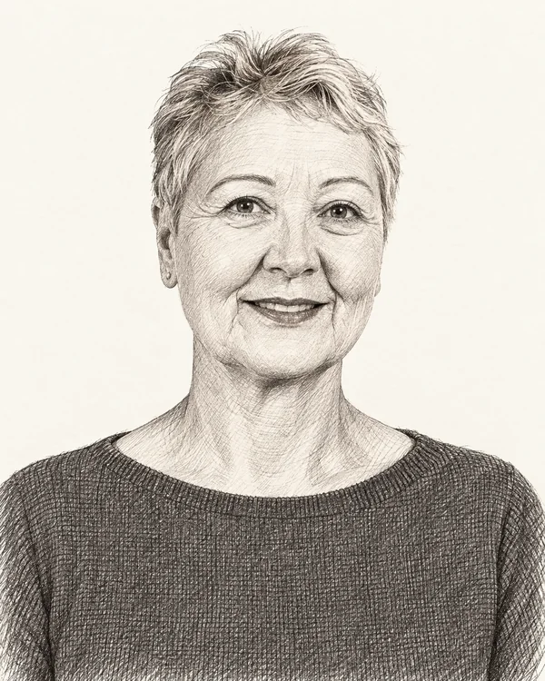 Zwart-wit getekend portret van Corrie van Brenk