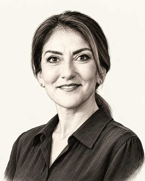 Zwart-wit getekend portret van Dilan Yeşilgöz-Zegerius