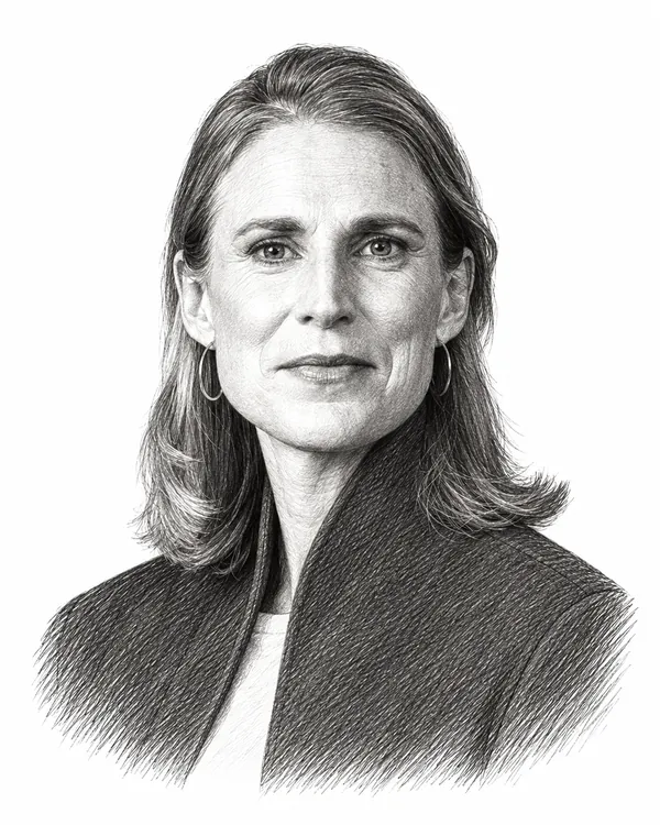 Zwart-wit getekend portret van Elanor Boekholt-O’Sullivan