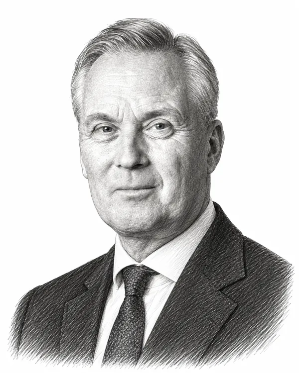 Zwart-wit getekend portret van Eric van der Burg