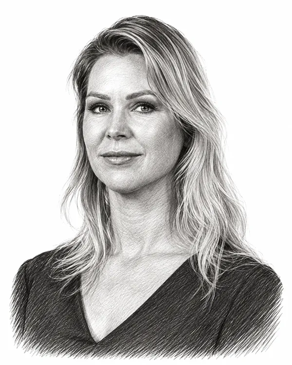 Zwart-wit getekend portret van Femke Marije Wiersma
