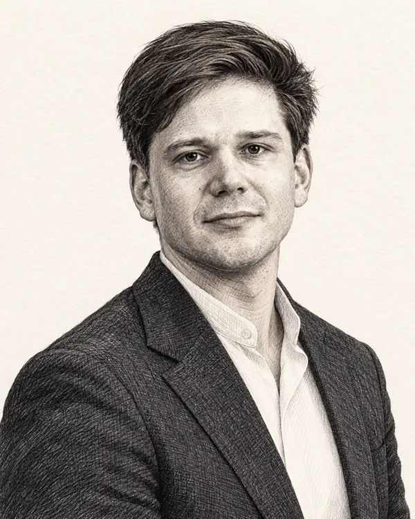 Zwart-wit getekend portret van Gideon van Meijeren