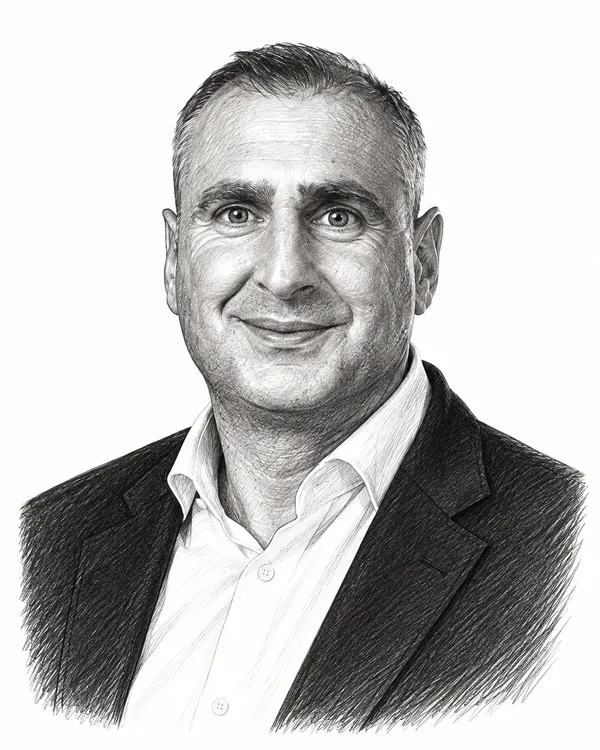 Zwart-wit getekend portret van Gidi Markuszower