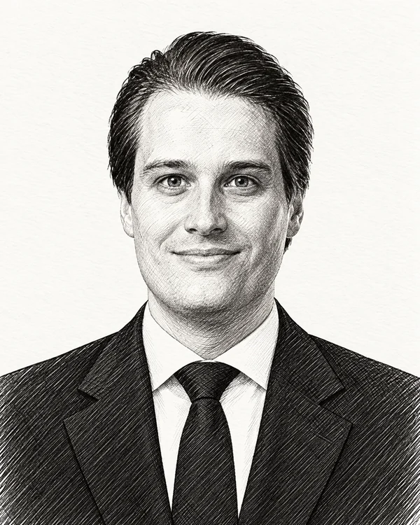 Zwart-wit getekend portret van Hidde Heutink