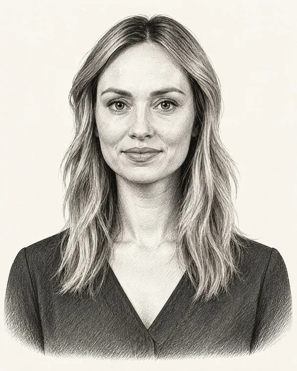 Zwart-wit getekend portret van Ilana Rooderkerk
