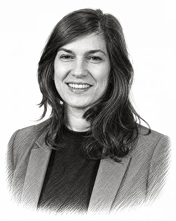 Zwart-wit getekend portret van Ines Kostić