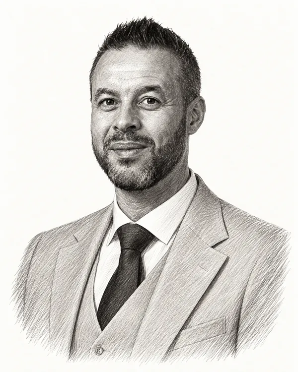 Zwart-wit getekend portret van Ismail el Abassi