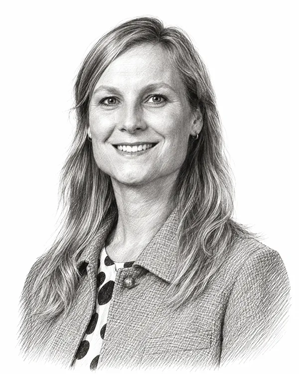 Zwart-wit getekend portret van Jantine Zwinkels