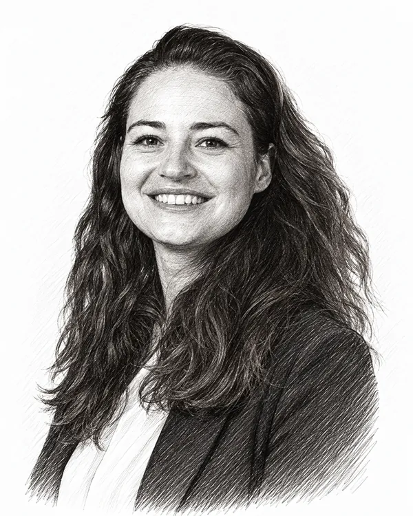 Zwart-wit getekend portret van Jeltje Straatman