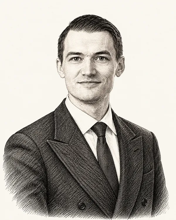 Zwart-wit getekend portret van Jeremy Mooiman