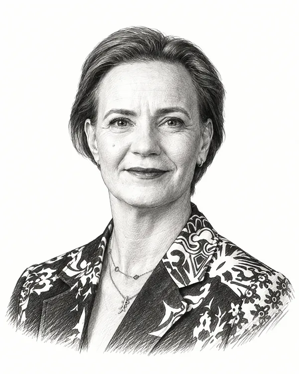 Zwart-wit getekend portret van Judith Tielen