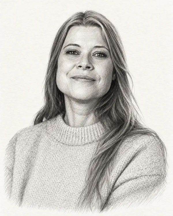 Zwart-wit getekend portret van Lisa Westerveld