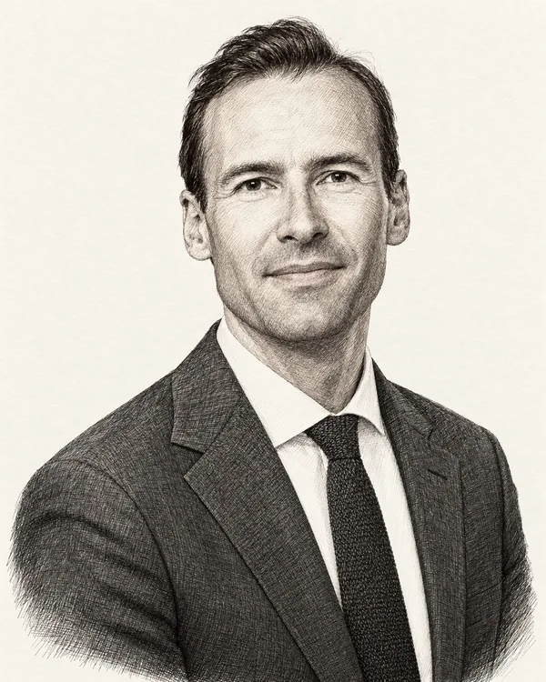 Zwart-wit getekend portret van Maes van Lanschot
