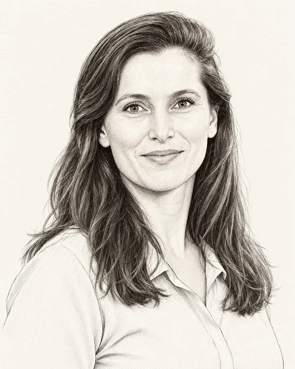 Zwart-wit getekend portret van Michelle Jagtenberg