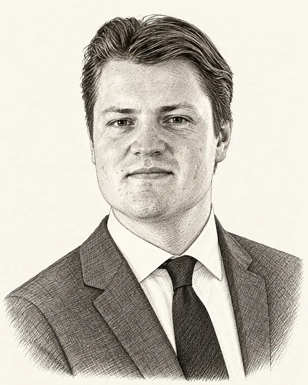 Zwart-wit getekend portret van Milan Schenk
