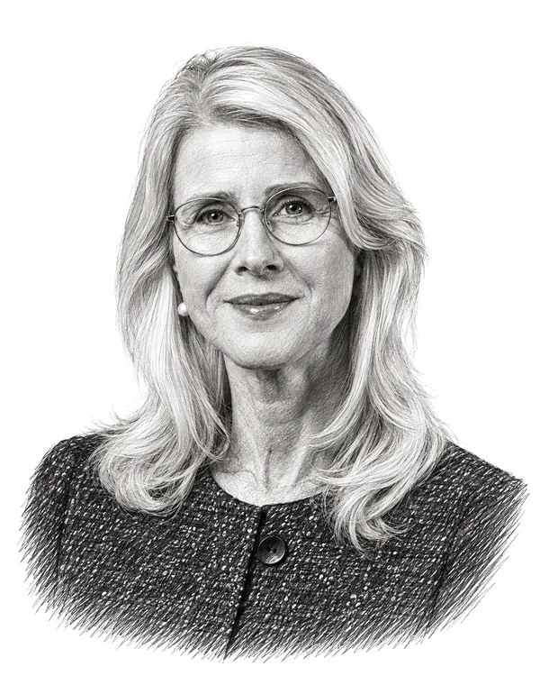 Zwart-wit getekend portret van Mona Keijzer