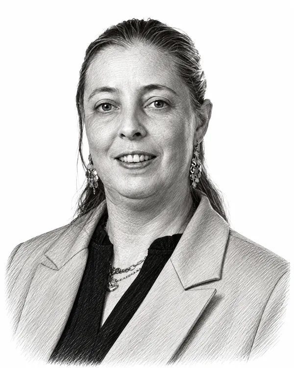 Zwart-wit getekend portret van Nicole Moinat