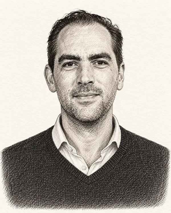 Zwart-wit getekend portret van Peter van Duijvenvoorde