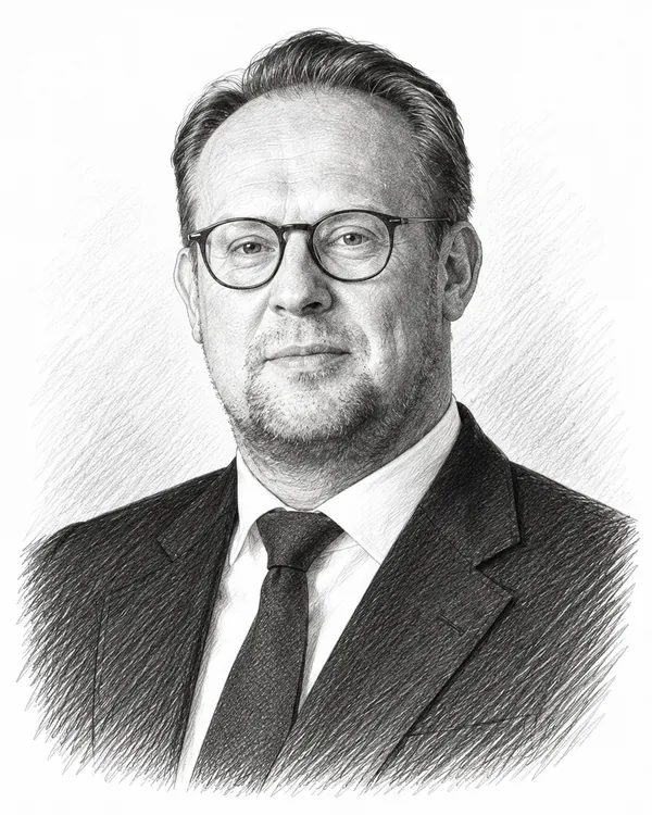 Zwart-wit getekend portret van Pieter Heerma