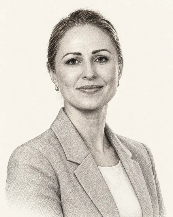 Zwart-wit getekend portret van Queeny Rajkowski