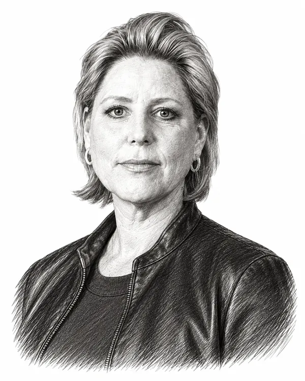 Zwart-wit getekend portret van Rianne Letschert