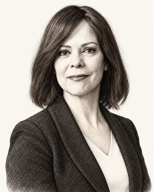 Zwart-wit getekend portret van Sandra Palmen-Schlangen