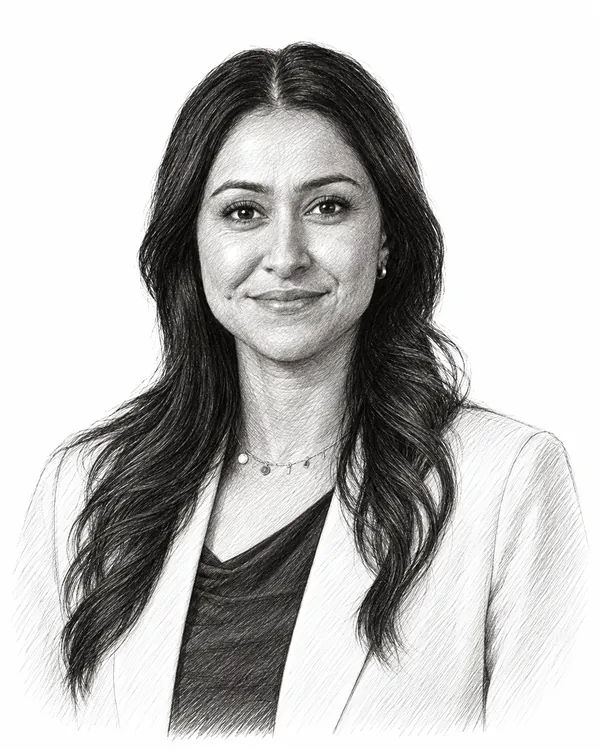 Zwart-wit getekend portret van Sarah El Boujdaini
