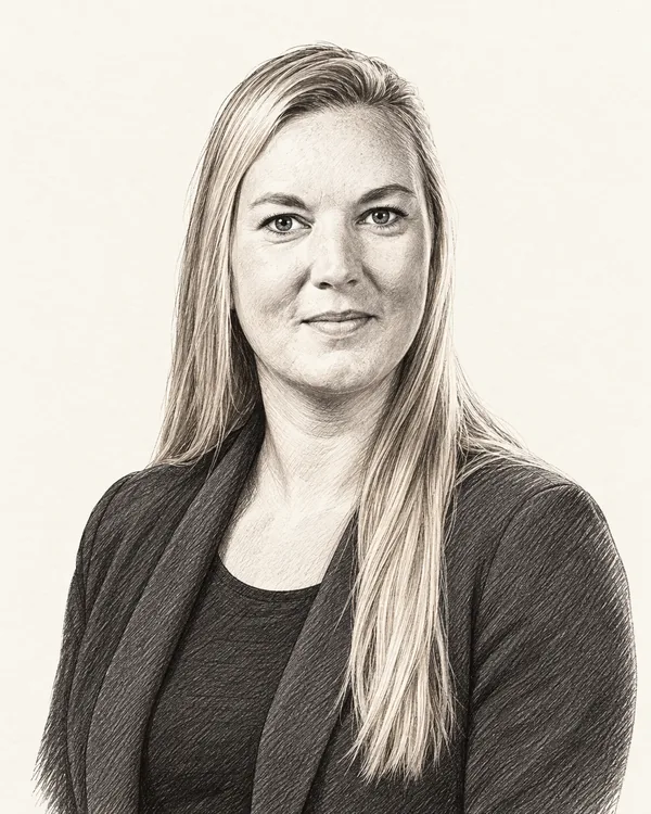 Zwart-wit getekend portret van Shanna Schilder