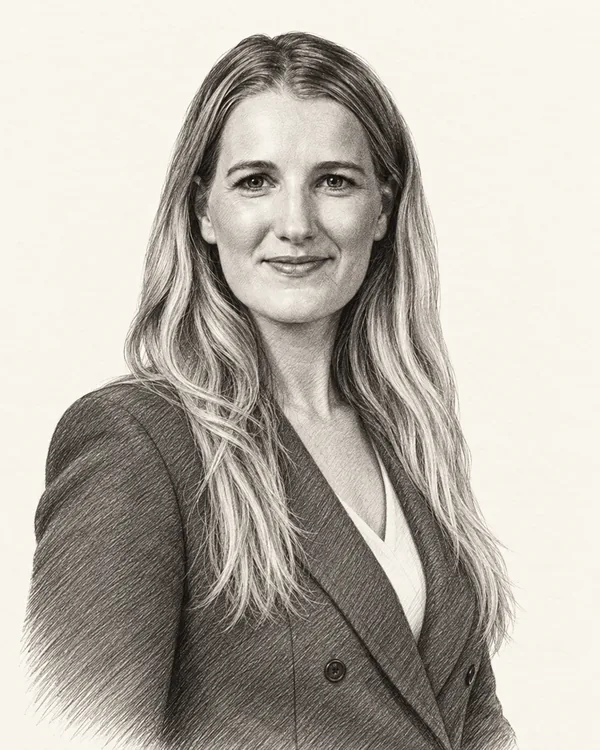 Zwart-wit getekend portret van Sjoukje van Oosterhout