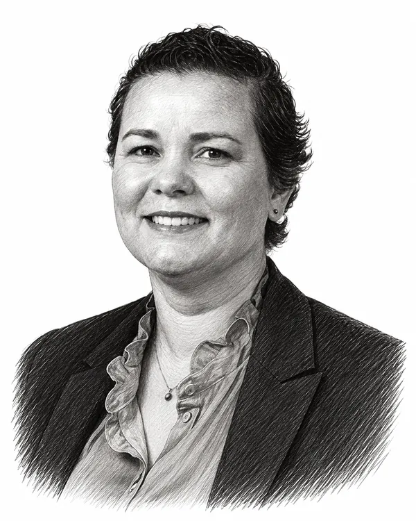 Zwart-wit getekend portret van Tamara ten Hove