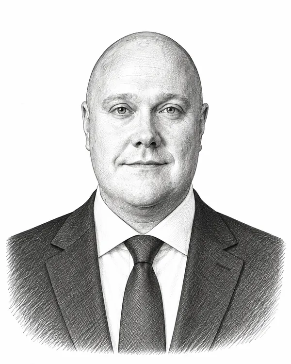 Zwart-wit getekend portret van Thierry Aartsen
