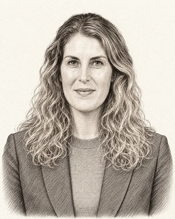 Zwart-wit getekend portret van Vicky Maeijer