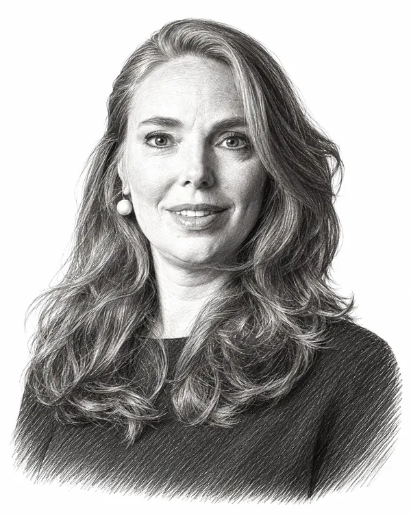 Zwart-wit getekend portret van Willemijn Aerdts